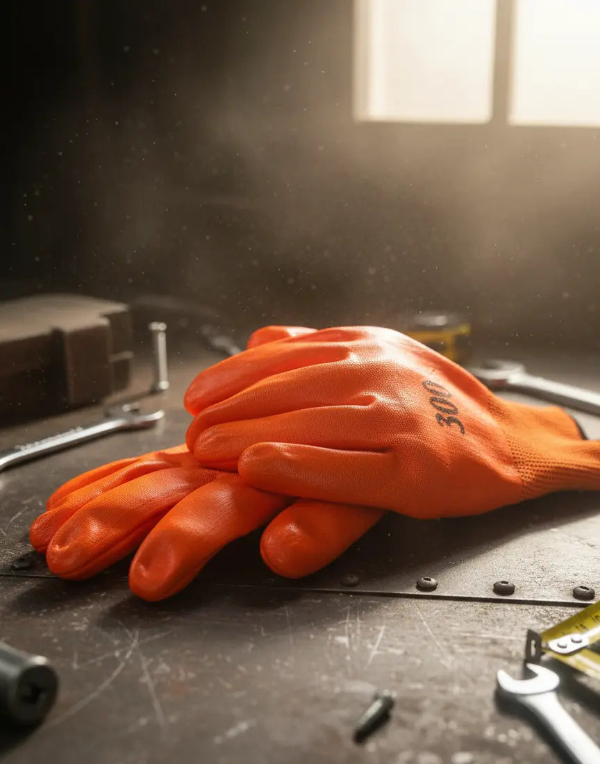 Heavy Duty Orange Waterproof Work Gloves | Pro-Grade Utility Grip (Pair of 2)