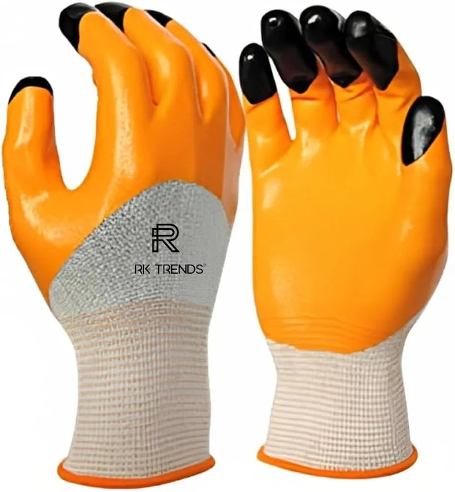 Heavy Duty Utility Grip Gloves – Orange, Waterproof Work Pair