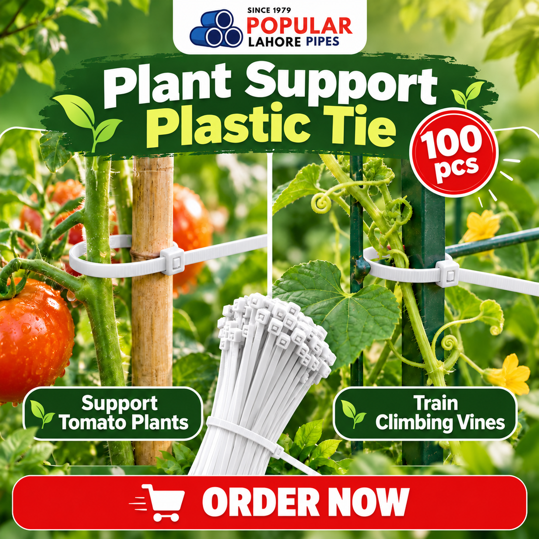 White Plant Support Plastic Ties – 100 pcs | Garden Care