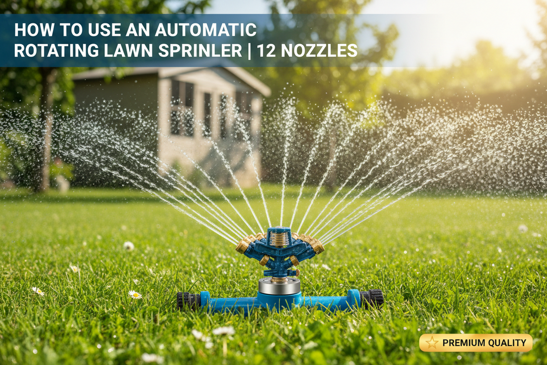 How to Use an Automatic Rotating Lawn Sprinkler | 12 Nozzles ⭐