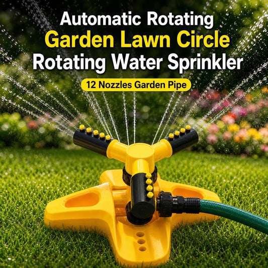 Automatic Rotating Garden Lawn Circle Rotating Water Sprinkler 12 Nozzles Garden Pipe