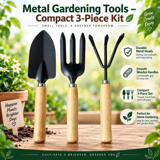 Metal Gardening Tools – Compact 3-Piece Kit