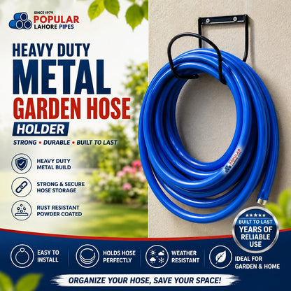 Heavy Duty Metal Garden Hose Holder – Wall Mount Water Hose Hanger | Solid Steel Outdoor Hose Organizer