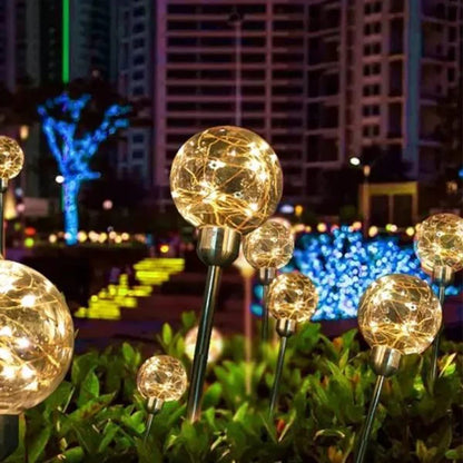 Solar Ball Reed Lamp (Pack of 2) – Warm LED Solar Garden Lights Outdoor Decoration