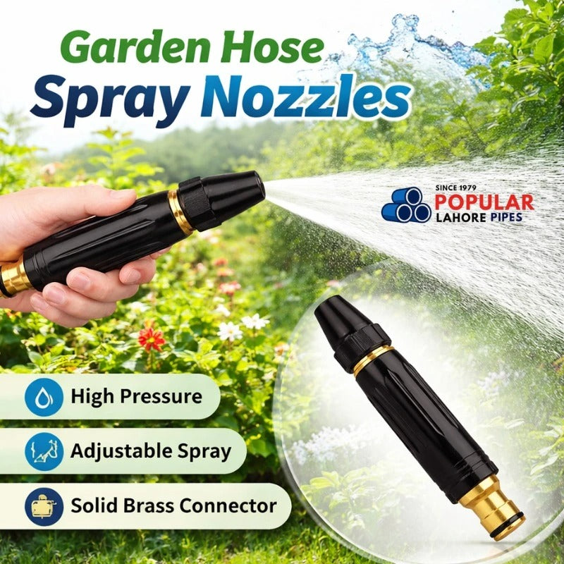 High-Pressure Brass Water Spray Nozzle – 3/4 Hose Pipe for Car, Garden & Lawn