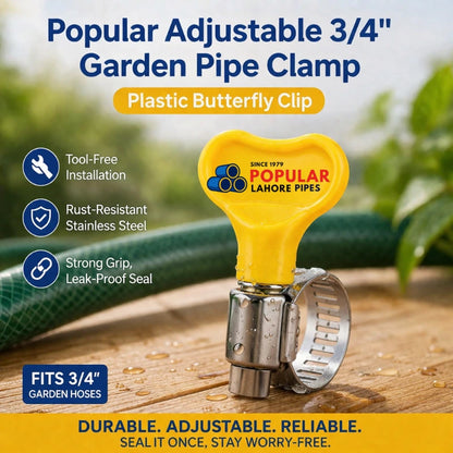 Popular Adjustable 3/4" Garden Pipe Clamp – Strong Plastic Butterfly Clip for Hose & Pipe Fixing