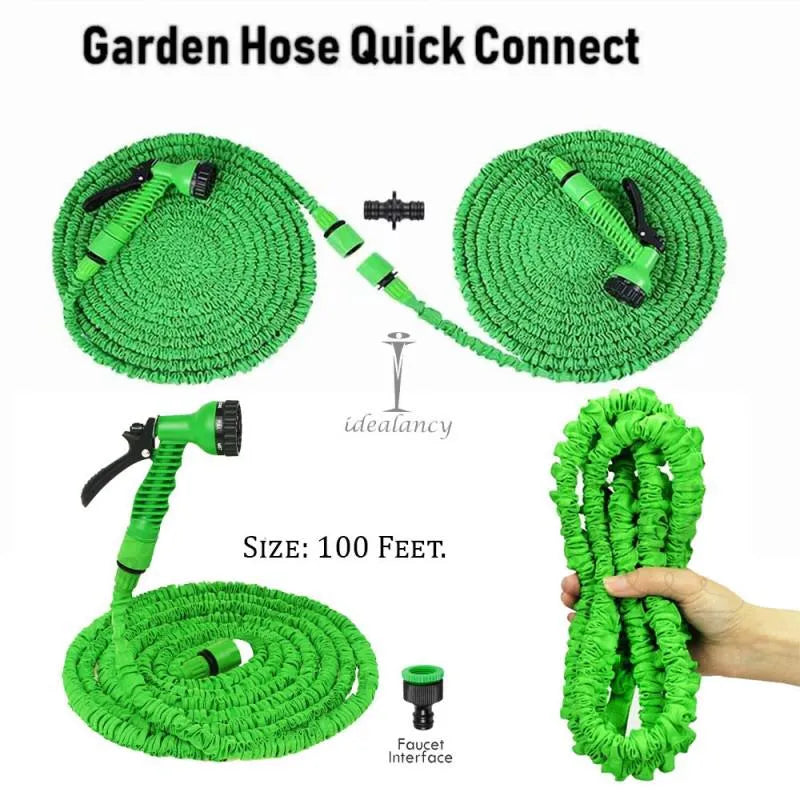 100ft Flexible Expandable Garden Hose with Spray Nozzle