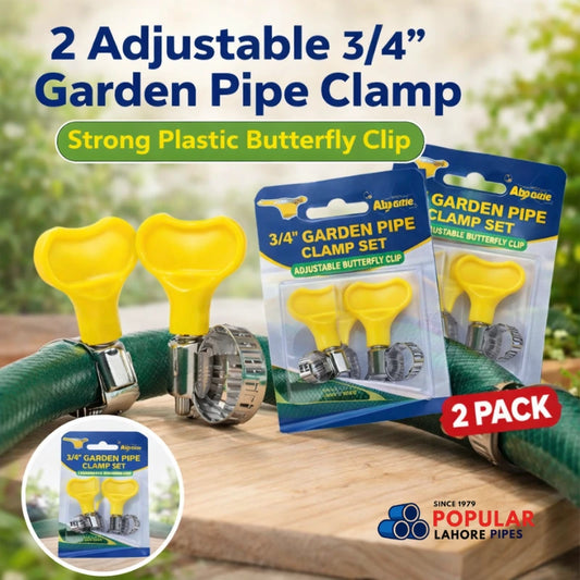 2 Popular Adjustable 3/4" Garden Pipe Clamps – Strong Plastic Butterfly Clips for Hose & Pipe Fixing