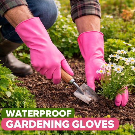 1 Pair  Pink Waterproof Gardening Gloves – Breathable Outdoor Work Gloves with Grip